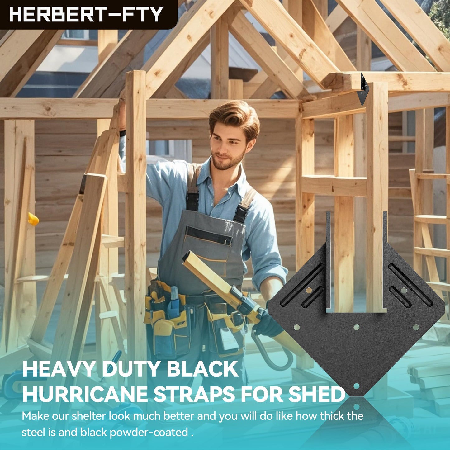 10 PCS Heavy Duty Black Hurricane Ties for Rafters,13 Gauge Roofing Hurricane Straps Thickness 2.2mm Fit 2x4,2x6,Hurricane Truss Hangers,Rafter Brackets,Hurricane Brackets,Joist Hanger,Hurricane Clips