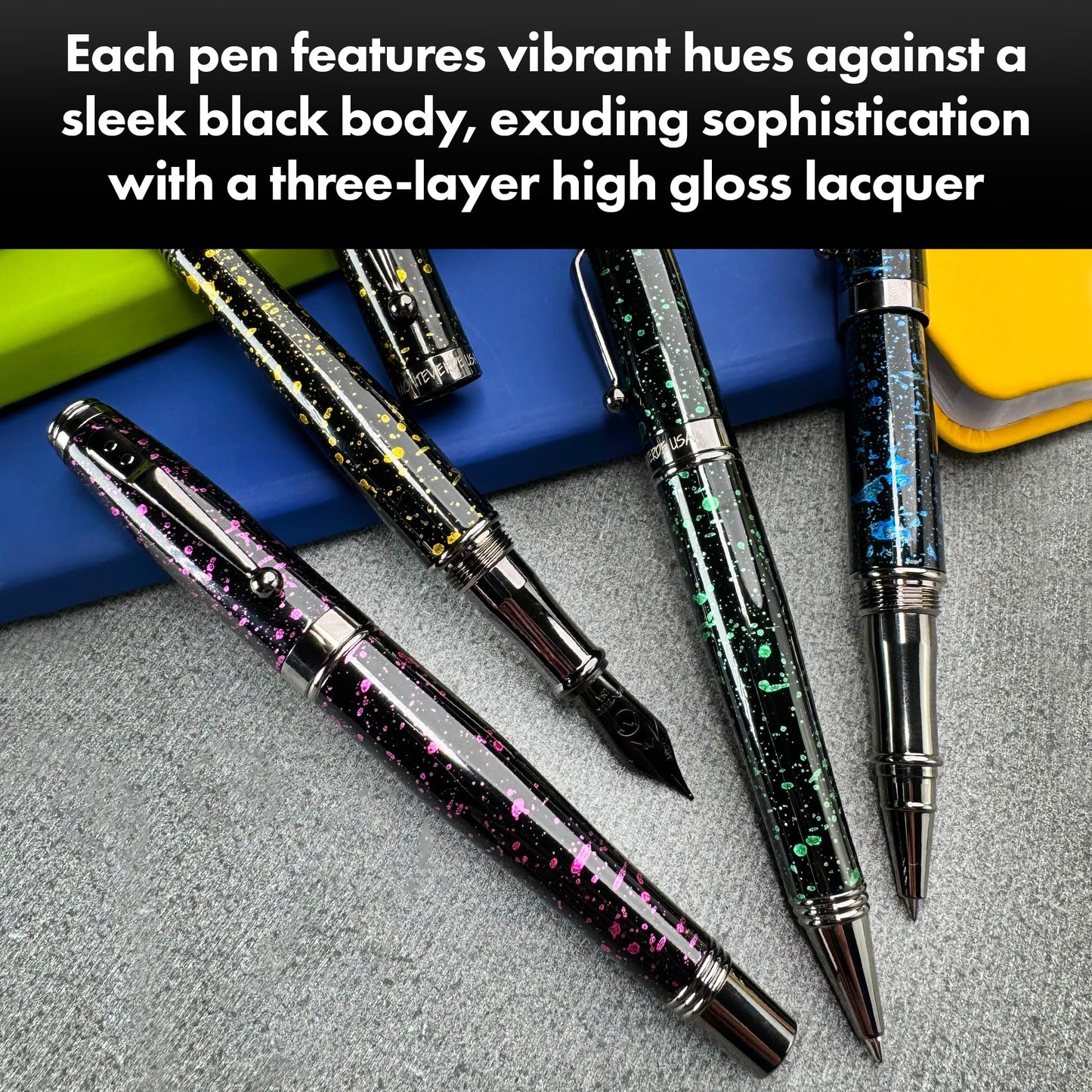 Monteverde Invincia Vega Starlight Yellow Fountain Pen - Broad Nib, Vibrant Design, Premium Writing Instrument
