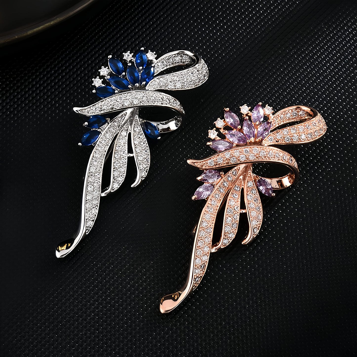 EMEGCY Rhinestone Flower Brooch for Women Pink Crystal Flower Brooch Rose Gold Lapel Pin Scarf Clip Wedding Gift Jewelry for Mom Wife