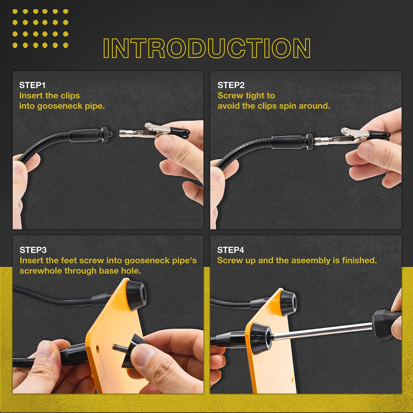 KOTTO Helping Hands Soldering, Third Hand Soldering Tool PCB Holder Four Arms Helping Hands Crafts Jewelry Hobby Workshop Helping Station Non-Slip Steel Weighted Base