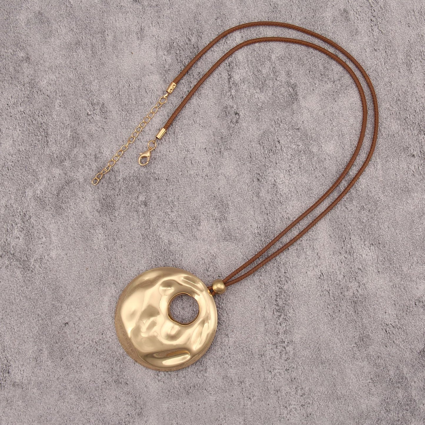 joymiao Boho Necklaces for Women Long Vintage Chunky Statement Necklace with Large Gold Pendant Bohemian Jewelry