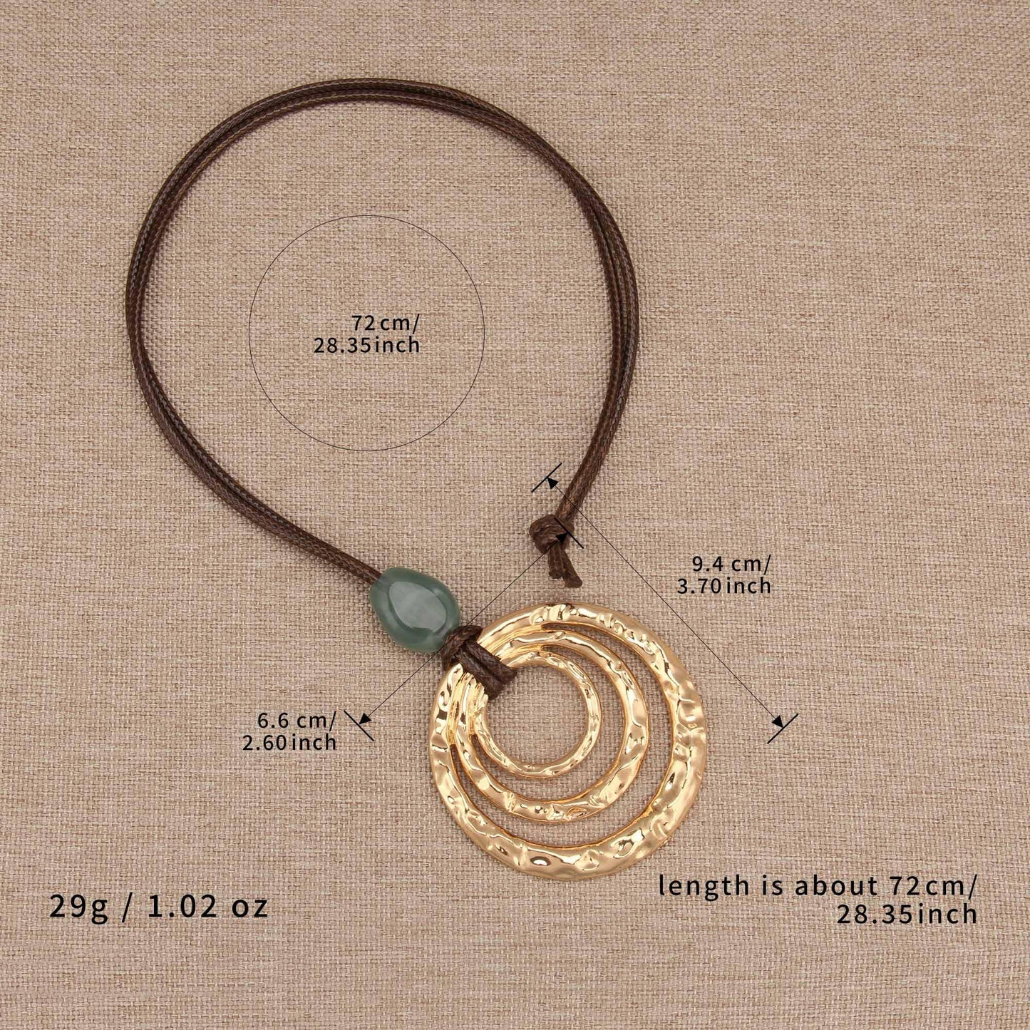 joymiao Chunky Pendant Necklace for Women Bohemian Vintage Statement Necklace Gold Boho Circle Necklaces trendy Handmade Hippie Jewelry