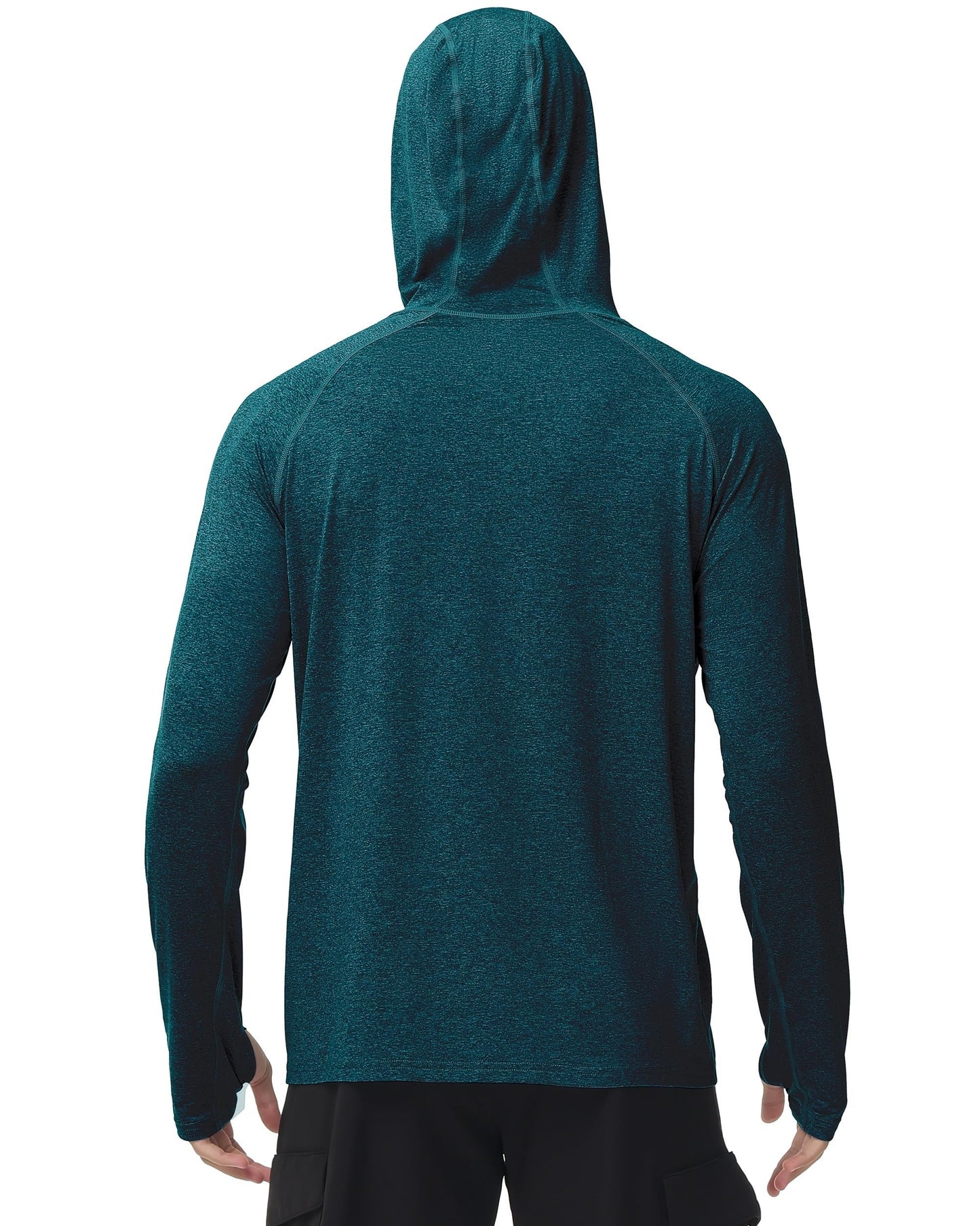 Mens UPF 50+ Fishing Swim Shirt - Long Sleeve Sun Shirts Rashguard Running Hiking Beach Workout Hooded Shirt with Thumbhole