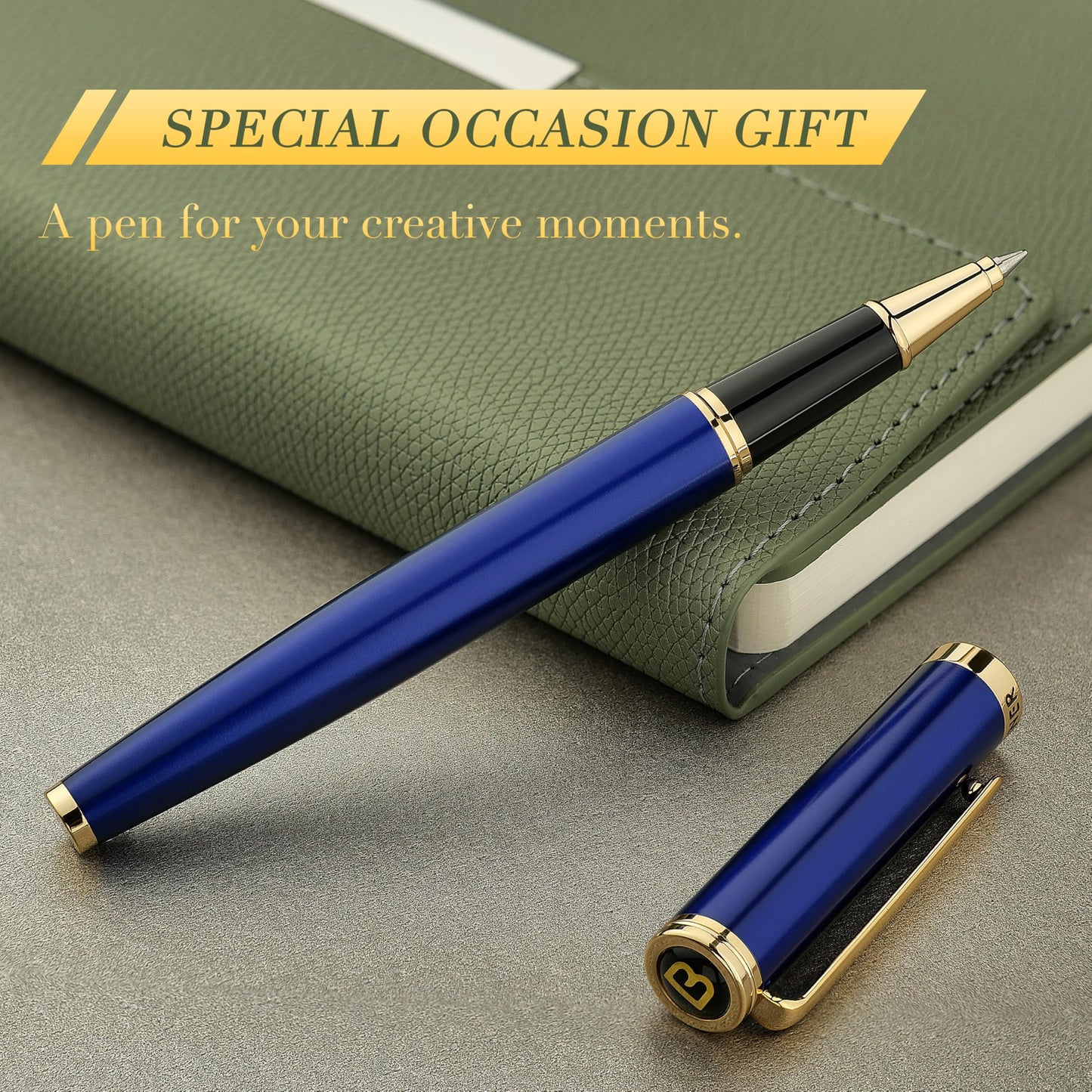 BEILUNER Luxury Rollerball Pen,24K Gold Trim,Noble and Elegant Designs,Schneider Ink Refill, Best Roller Ball Pen Gift Set for Men & Women, Professional, Executive Office, Nice Pens