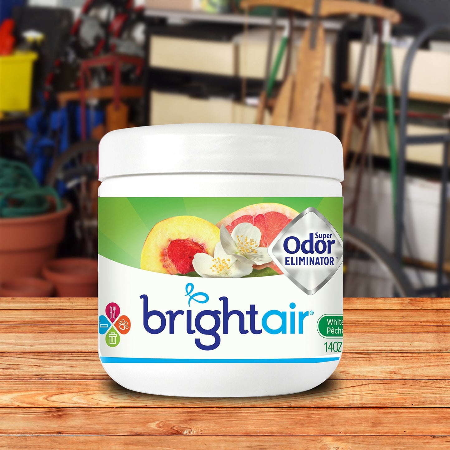 Bright Air Solid Air Freshener and Odor Eliminator, White Peach and Citrus, 14 Ounces