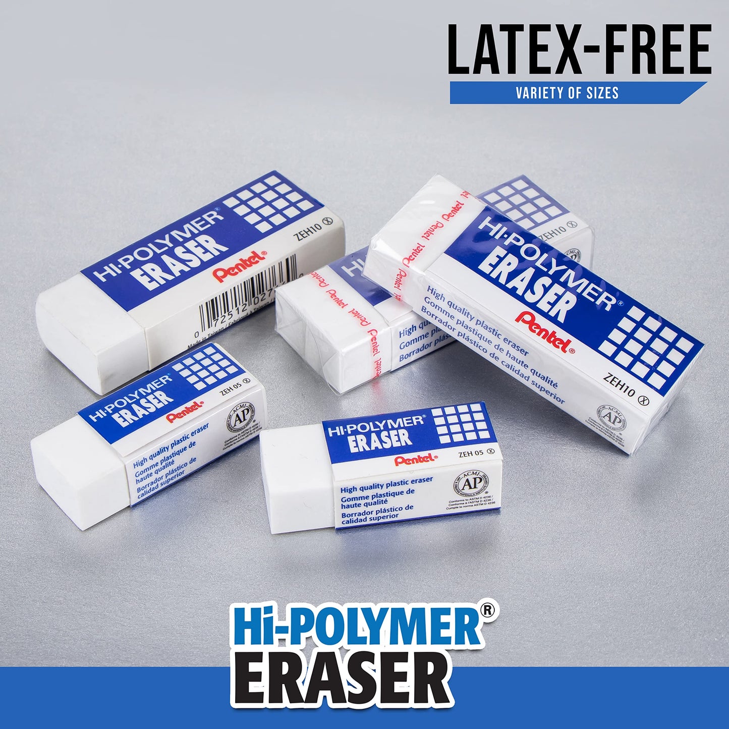 Pentel Hi-Polymer Block Eraser, Large, White, 36 Count (ZEH-10)