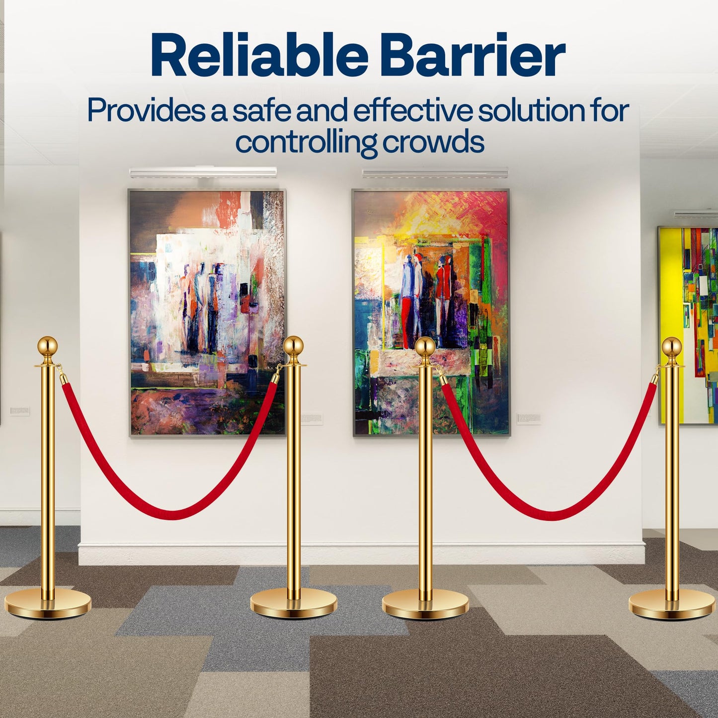 VIVOHOME Stanchions and Velvet Ropes 4PCS, Water-Fillable Base with Stainless Steel Post, 5 Feet Velvet Ropes and Posts, Crowd Control Barriers, Red Carpet Runner Poles for Party Supplies