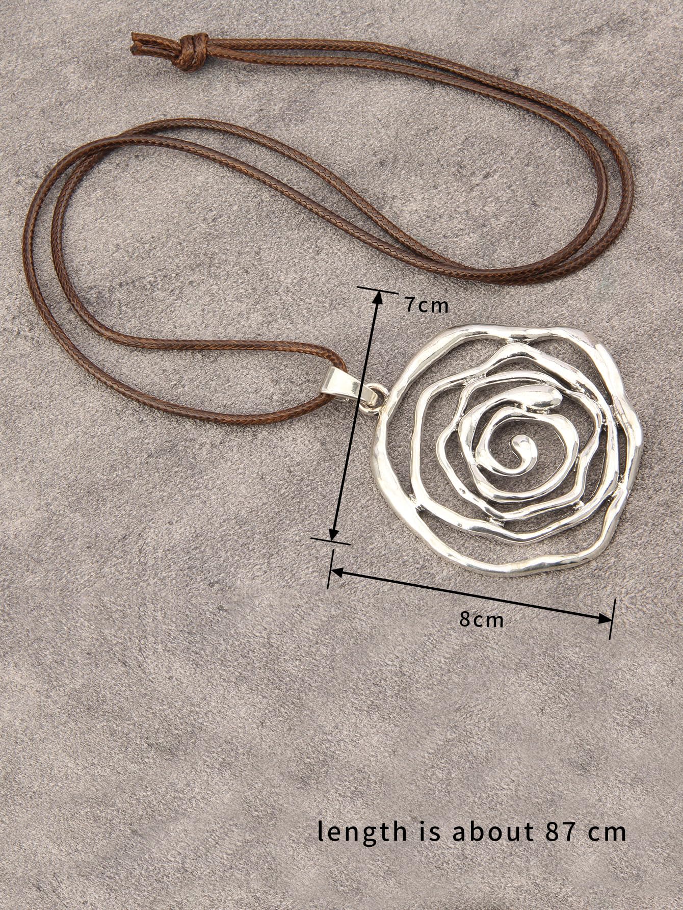 joymiao Leather Necklace for Womens Chunky Long Necklace Boho Silver Necklace Flower Vintage Pendant Necklace Hippie Boho Jewelry for Women