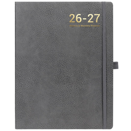 Planner 2026-2027 - Planner Weekly and Monthly 2026-2027, Jul 2026 - Jun. 2027, 8.5" x 11", Academic Calendar, Leather Cover Planners with Thick Paper, Back Pocket with Notes Pages - Grey