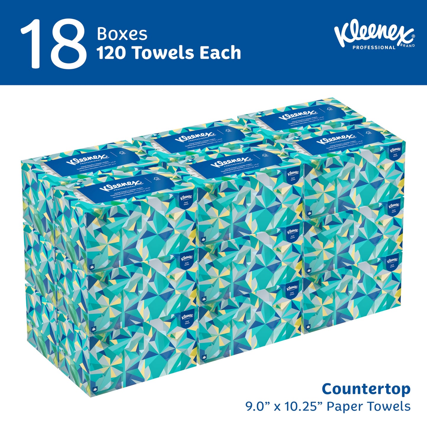Kleenex Professional Paper Hand Towels, Bulk (01701), Premium Absorbency Pockets, Pop-Up Box, White (18 Boxes of 120 Sheets, 2,160 Sheet Total)