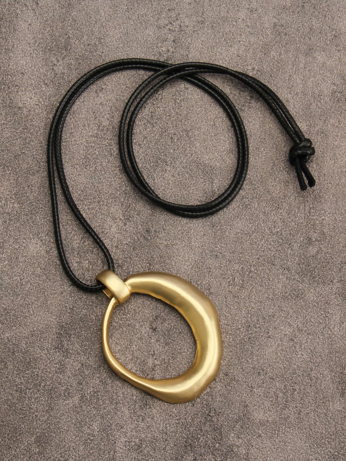 joymiao Big Pendant Necklace Long Leather Necklaces for Women Bohemian Jewelry Gold Circle Necklace Large Black Boho Necklace