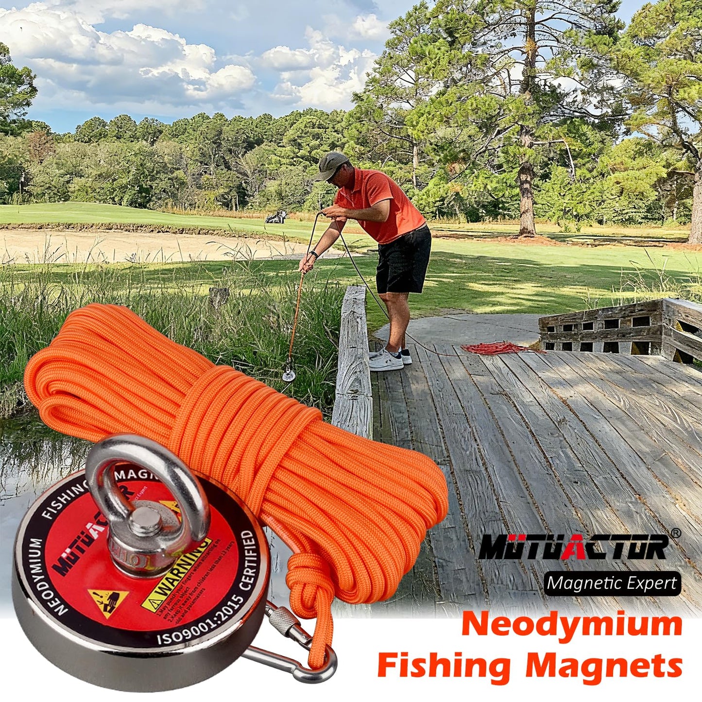 MUTUACTOR Strong Fishing Magnets,Φ 2.95” Heavy Duty Magnet Fishing Kit with 20Ft Duarble Rope,Powerful 650lbs Neodymium Magnet Fishing for Treasure Hunting Retrieving Metallic Tools in Lakes Rivers