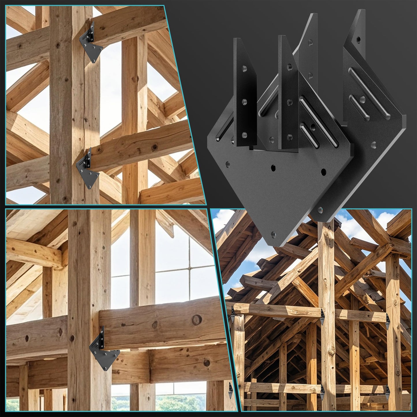 10 PCS Heavy Duty Black Hurricane Ties for Rafters,13 Gauge Roofing Hurricane Straps Thickness 2.2mm Fit 2x4,2x6,Hurricane Truss Hangers,Rafter Brackets,Hurricane Brackets,Joist Hanger,Hurricane Clips