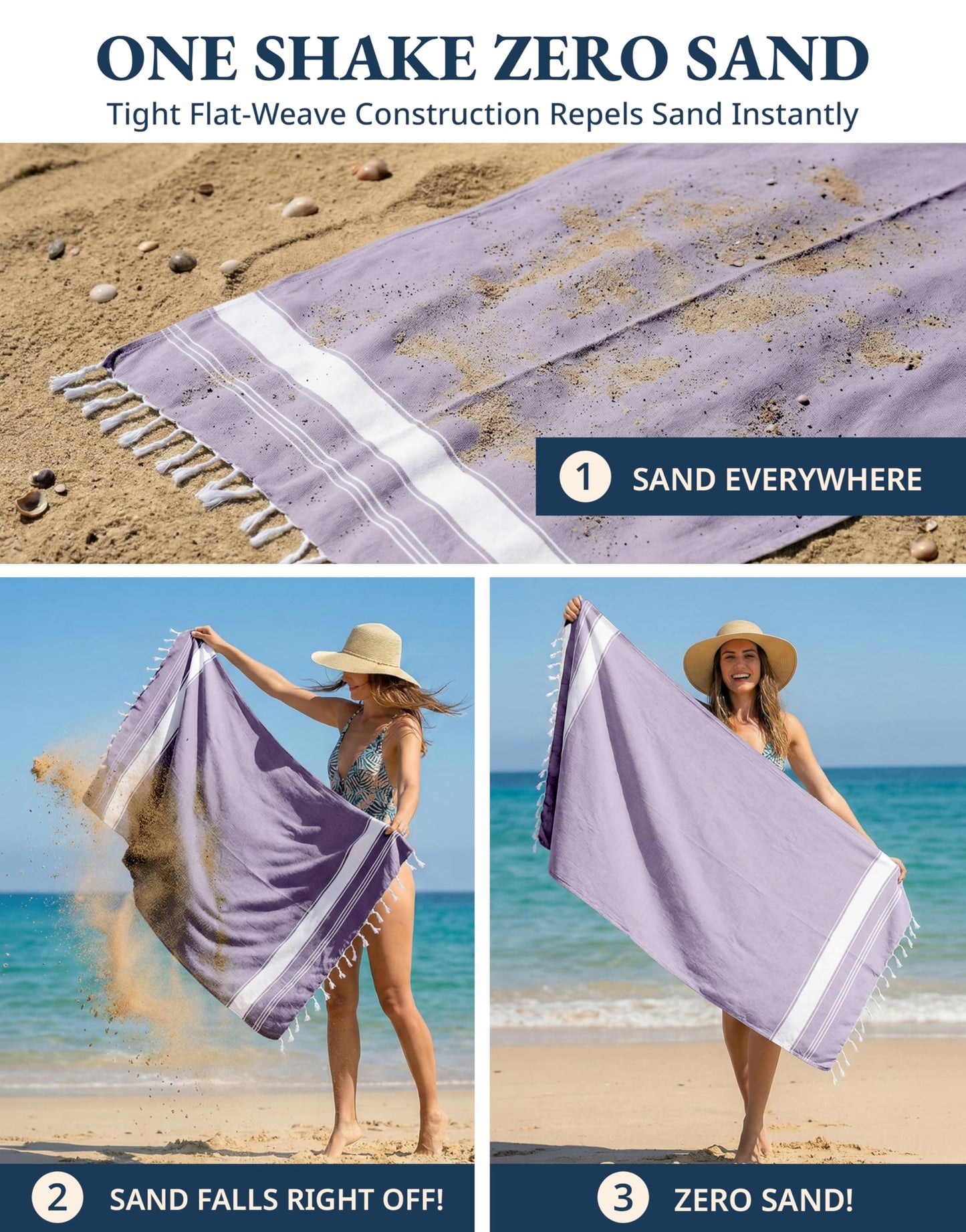 LANE LINEN Beach Towels 4 Pack Oversized - Turkish Towel Set, Pre-Washed Oversized Beach Towel, Quick Dry Beach Towels for Travel, Beach Towel Large, 39"x71" - Regal Orchid
