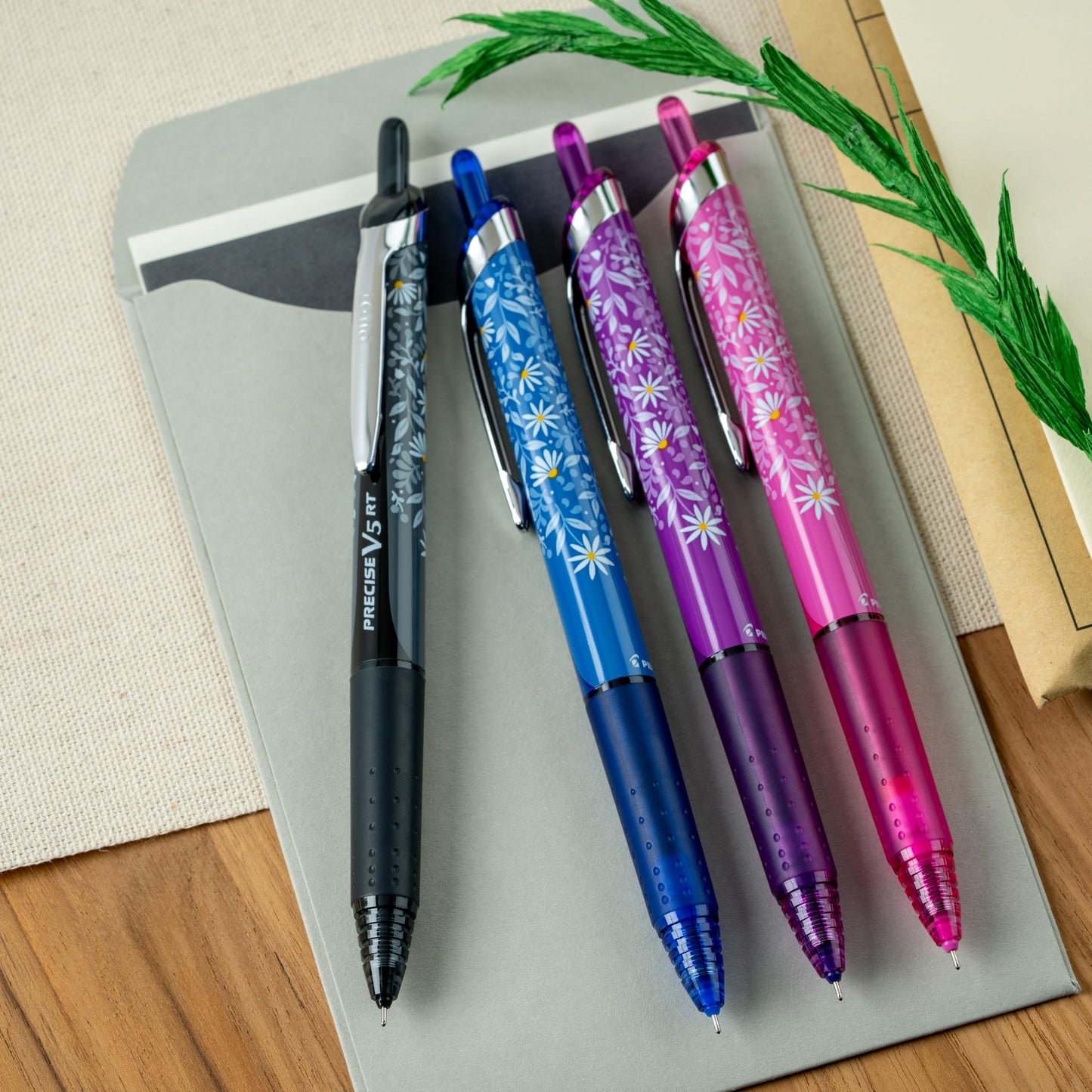 Pilot, Precise Premium Rolling Ball Pens, Floral Collection, Extra Fine Point 0.5 mm, 7 Pack, Ultra-Smooth Writing, Assorted Designs