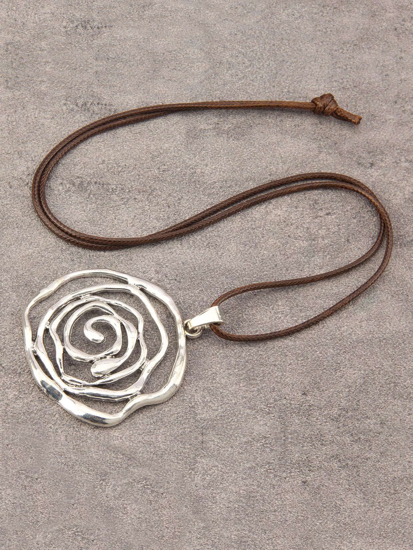 joymiao Leather Necklace for Womens Chunky Long Necklace Boho Silver Necklace Flower Vintage Pendant Necklace Hippie Boho Jewelry for Women
