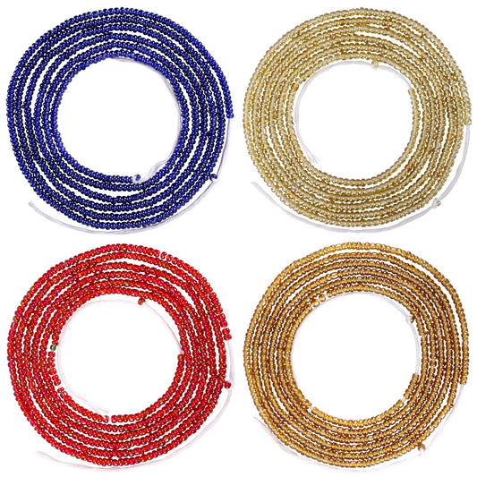 Teniinet 4PCS 50” Handmade African Waist Beads for Women Non-Stretching(Tie-on)