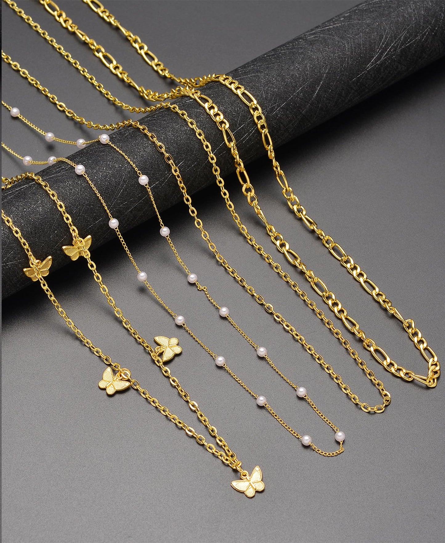 Tornito 8Pcs Waist Belly Chain 18K Gold Plated CZ Heart Butterfly Pearl Snake Bead Sequin Paperclip Belly Chain Summer Beach Sexy Body Chains Jewelry Accessories for Women Adjustable