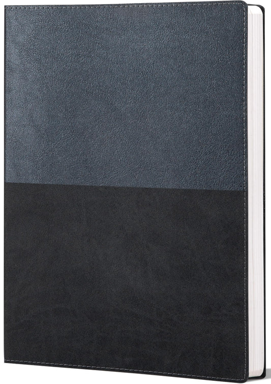 CAGIE College Ruled Notebook, A4 Color-Block Softcover Leather Notebook for Work, Lined Notebook Journal for Women & Men, 112 Pages, 100 GSM Thick Paper, Lay Flat, Large Notebooks for School, Black