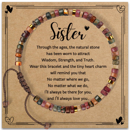 ZOKCC Inspirational Sister Gifts Bracelets for Women - Healing Natural Stone Bracelets for Women - Mohters Day Birthday Christmas Valentines Gifts for Sister Her Friends