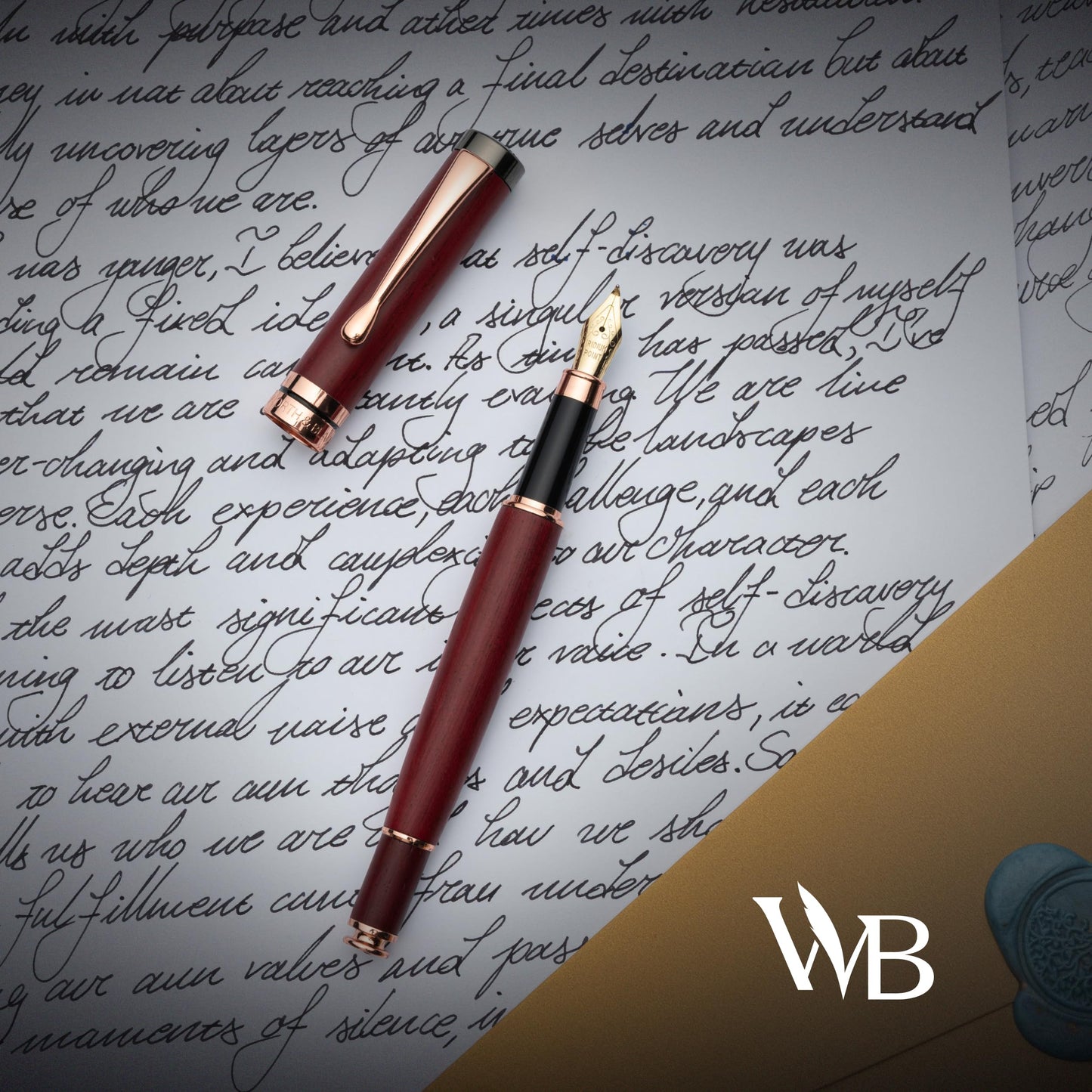 Wordsworth & Black Calligraphy Pen Gift Set, Includes Ink Bottle, 6 Ink Cartridges, Refill Converter, 6 Replacement Nibs, Luxury Bamboo, Journaling, Smooth Writing Pens [Violet Wood]