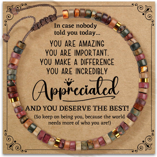 ZOKCC Inspirational Gifts Bracelets for Women: Healing Natural Stone Beads Bracelets - Appreciation Thank You Gifts for Coworkers Teacher Boss Nurse Employee Friend Farewell