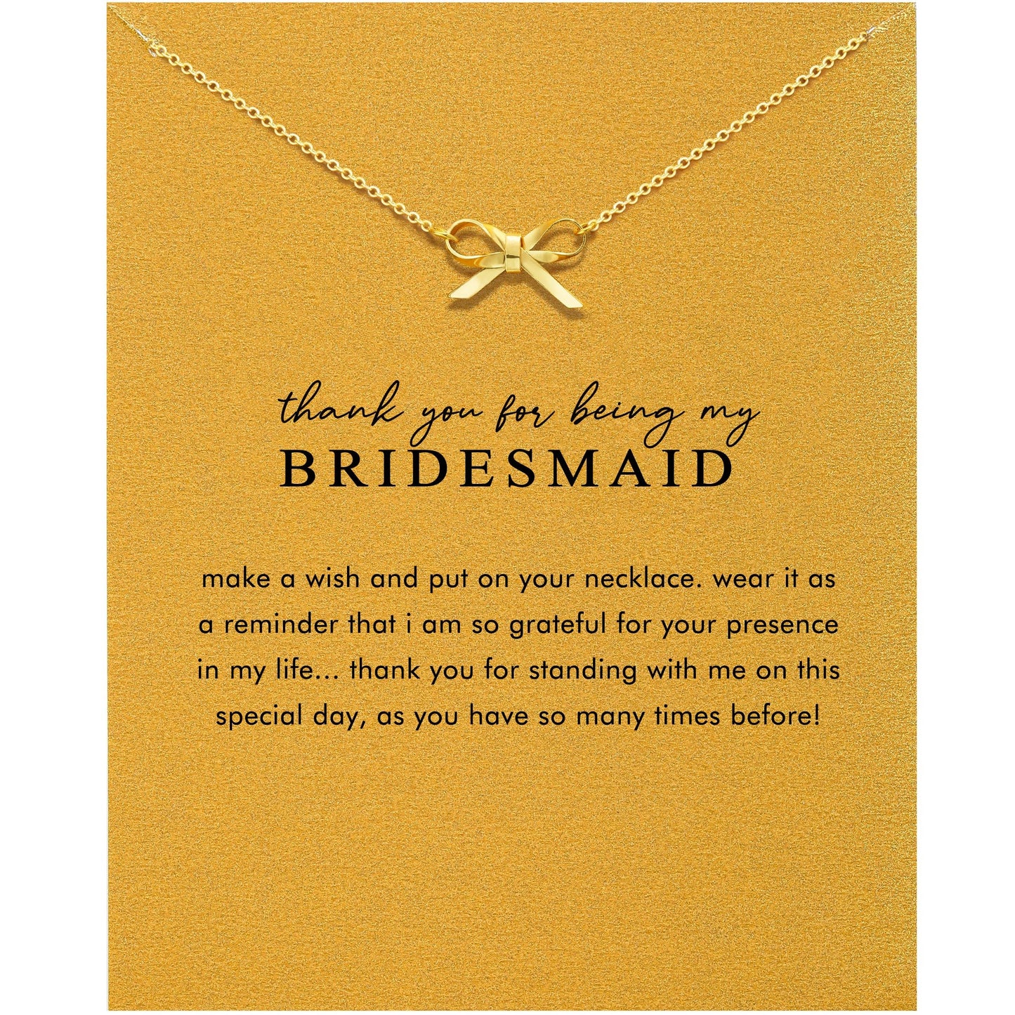 OBSUN Bridesmaid Gifts Thank You Gifts for Bridesmaids Bridesmaid Necklace Proposal Gift for Bridesmaids (Bow-bridesmaid)