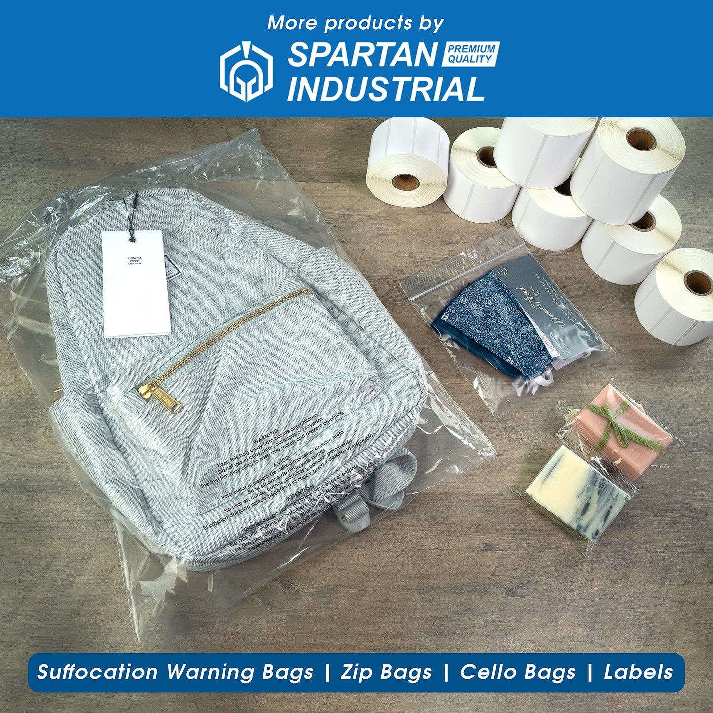 Spartan Industrial - 13" X 15" (100 Count) 2 Mil Clear Reclosable Zip Plastic Poly Bags with Resealable Lock Seal Zipper