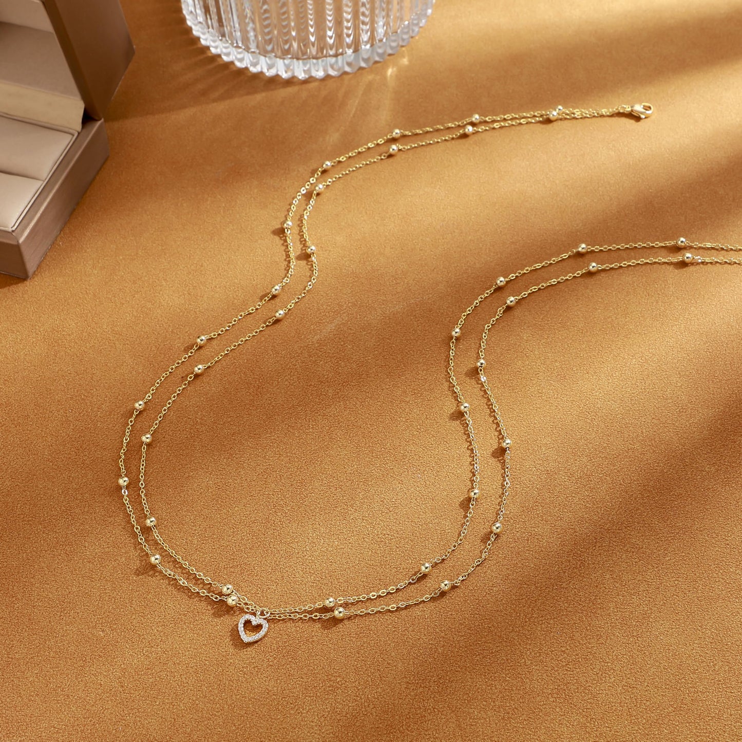 HABIKIP 14K Gold Plated Waist Chain for Women, Gold Plated Belly Heart Pendant Chain Belt Sexy Bikini Beach Satellite Waist Beads Chain Adjustable Body Chain Waterproof Jewelry Accessories for Women