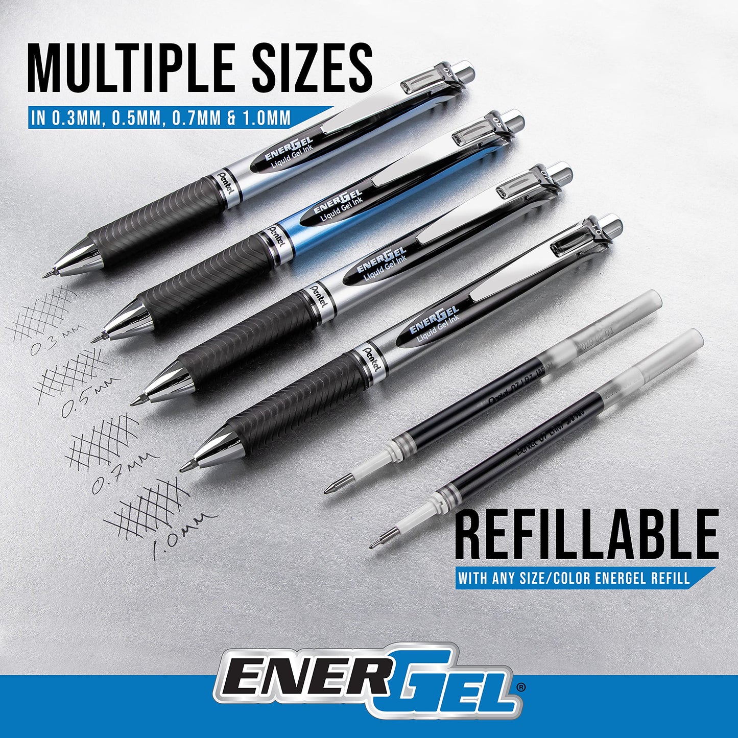 PENBLN75C - Pentel EnerGel Needle Tip Liquid Gel Ink Pens