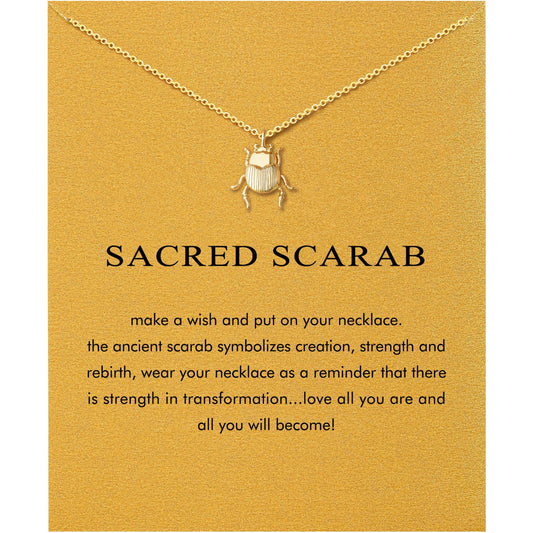 Baydurcan Gold Scarab Necklace Egyptian Jewelry for Women Gothic Jewelry Inspirational Gifts for Women (Scarab)